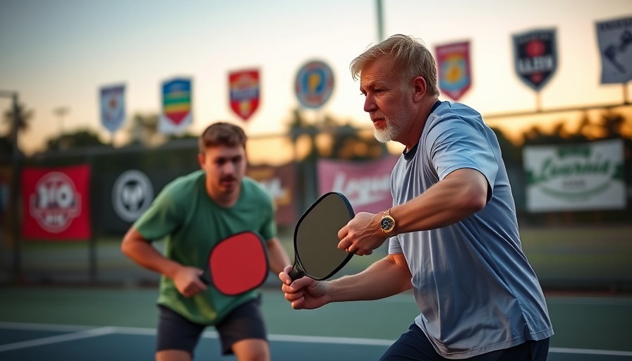 Dynamic pickleball partnerships highlighted with league logos in action shot.