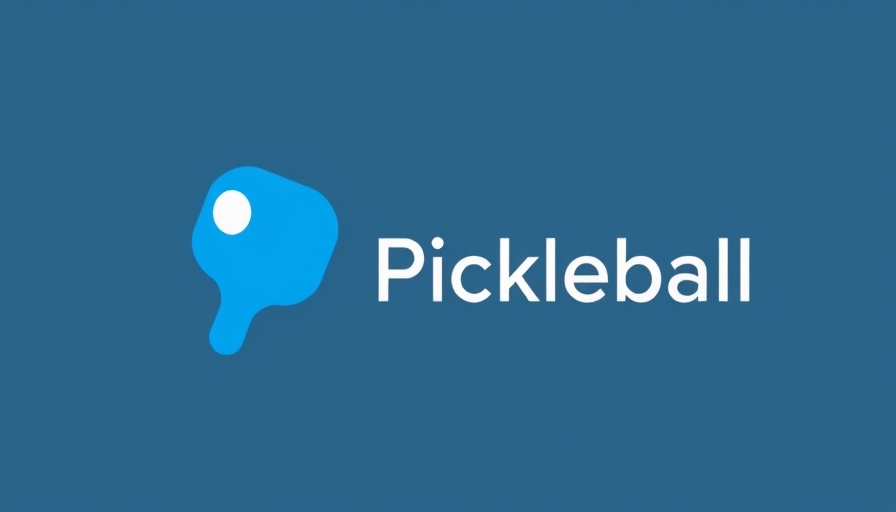 Minimalistic pickleball logo with blue text and ball icon
