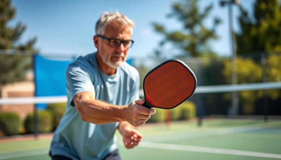 Pickleball player performing reset technique on court