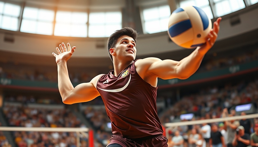 Intense volleyball serve in action, winning points as the serving team.
