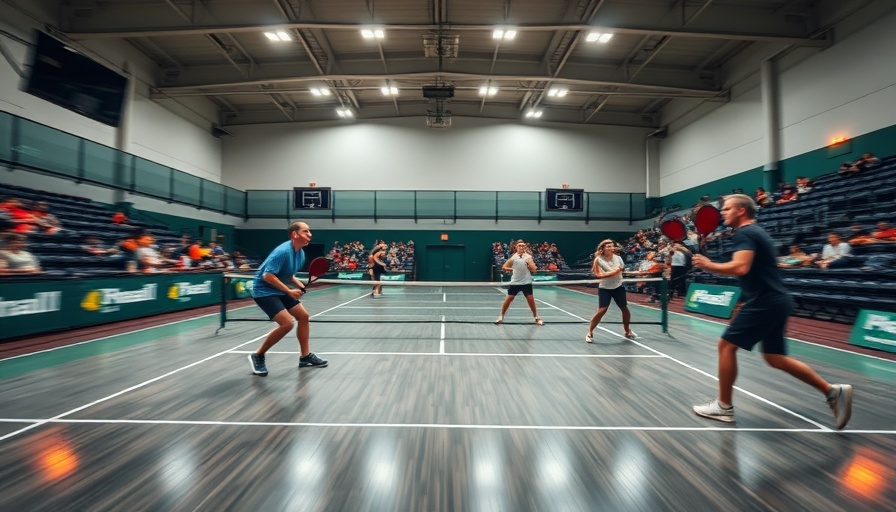 Global Pickleball Federation indoor match with players on court.
