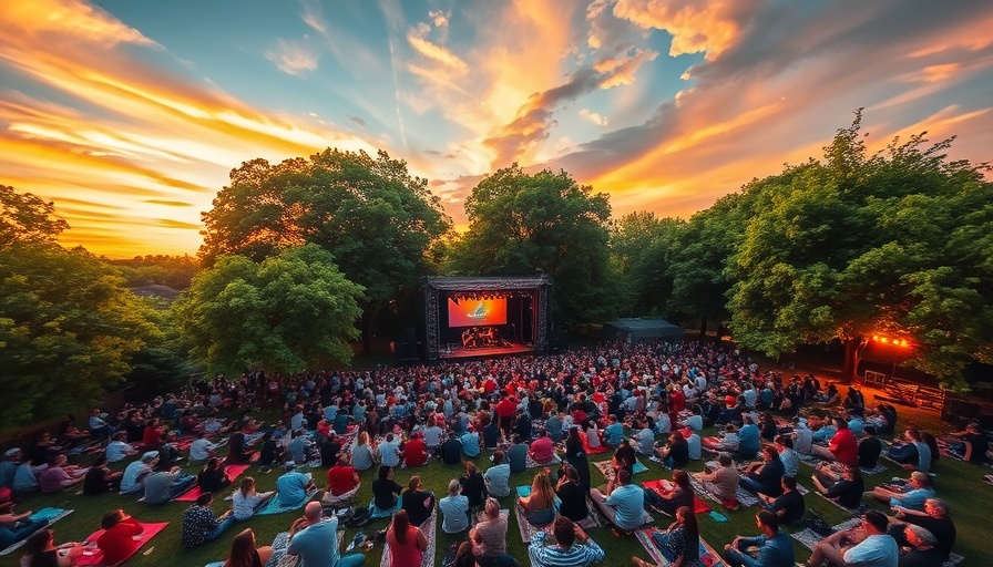 Cleveland Orchestra Harry Potter concert at outdoor venue during sunset.