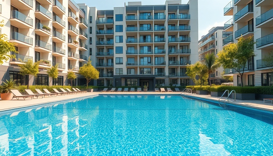 Stylish apartments for rent with a pool in Cuyahoga Falls, modern exterior.