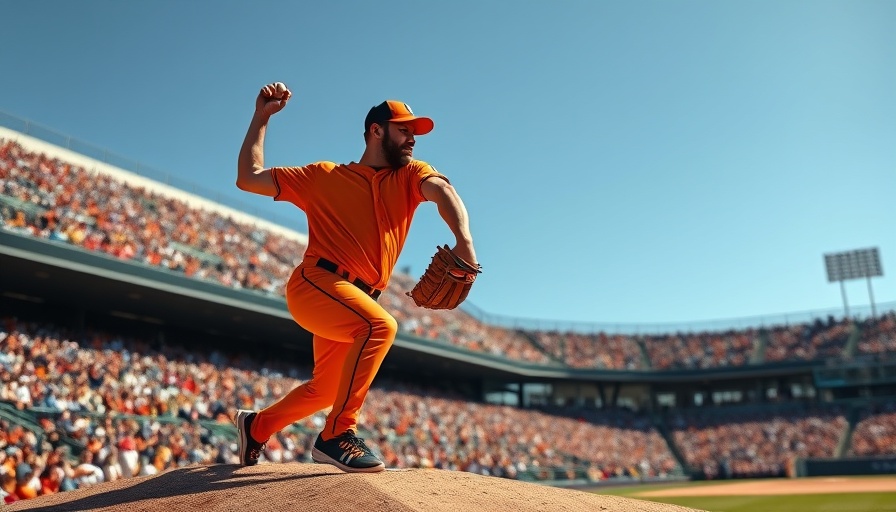 Astros pitcher mid-pitch in game, MLB action, sunny stadium