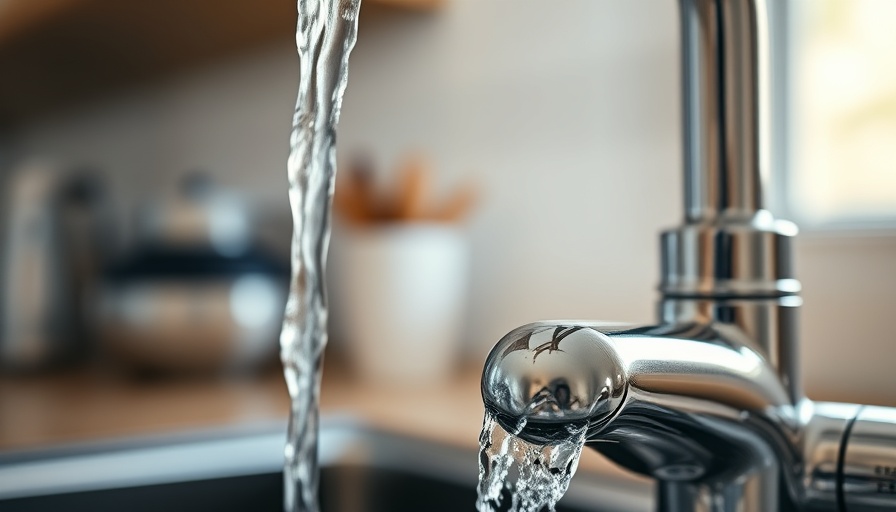 Chrome faucet with flowing water highlighting water quality Cuyahoga Falls.