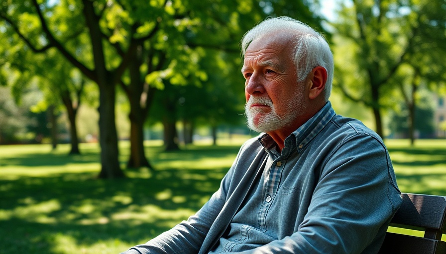 Man in park supporting lung transplant advocacy, vibrant greenery.