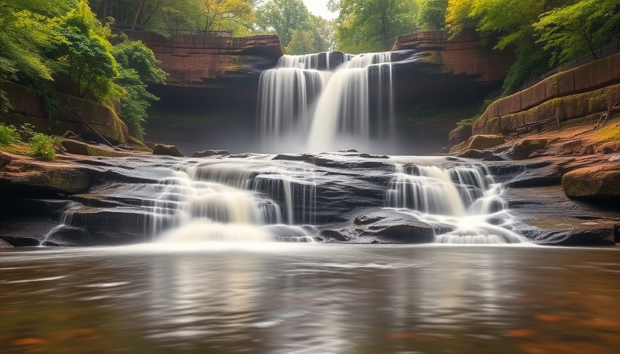 Scenic waterfall in Cuyahoga Falls for monthly newsletter.