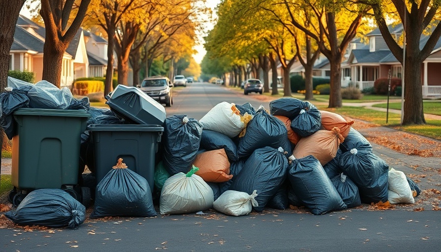 Overflowing trash bins due to sanitation service delay in Cuyahoga Falls.