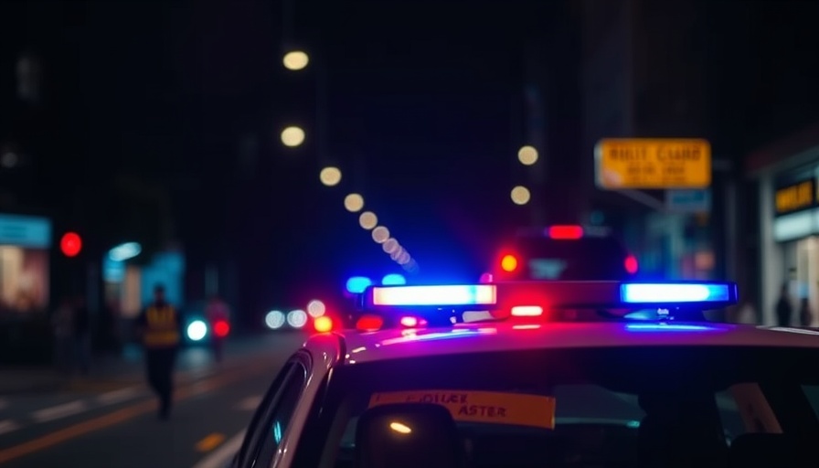 Vibrant police lights glowing at night during an emergency.