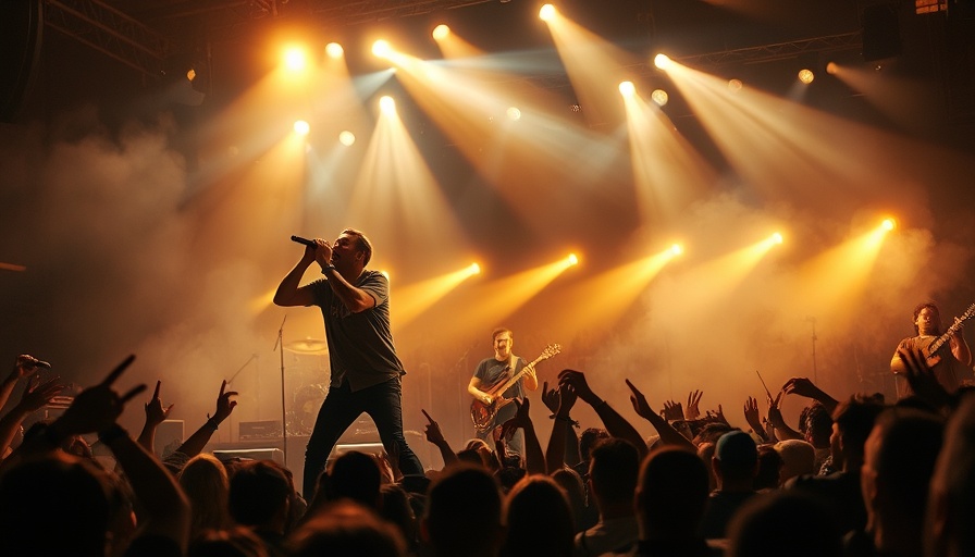 Nine Inch Nails performing at Rocket Arena Concert with vibrant lighting.