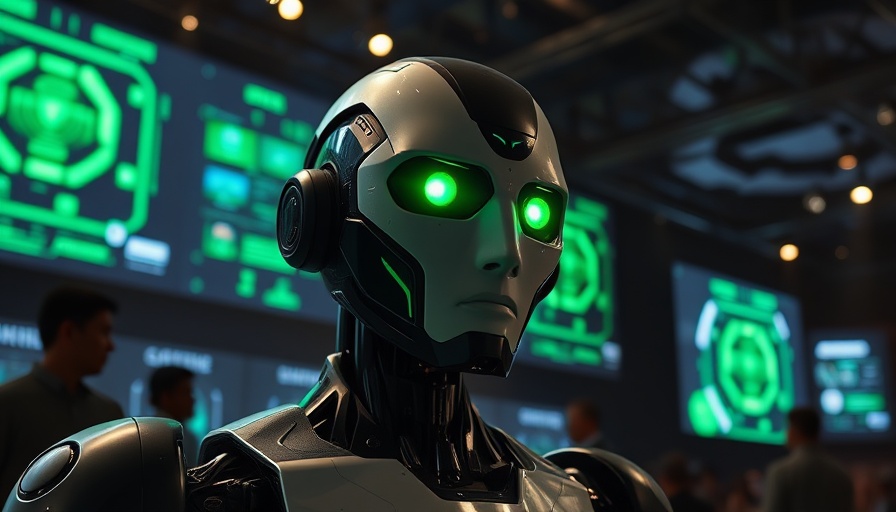 Detroit tech startups present futuristic AI robot at conference.