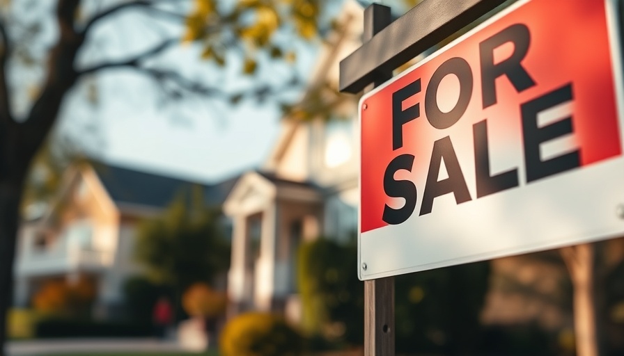 Detroit housing market: for sale sign with blurred background.