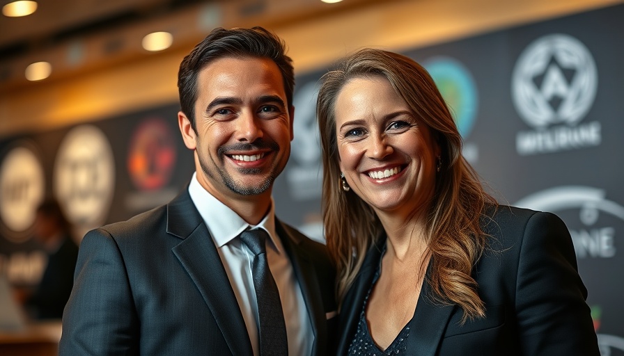 Christian Horner posing with a woman at a red carpet event.