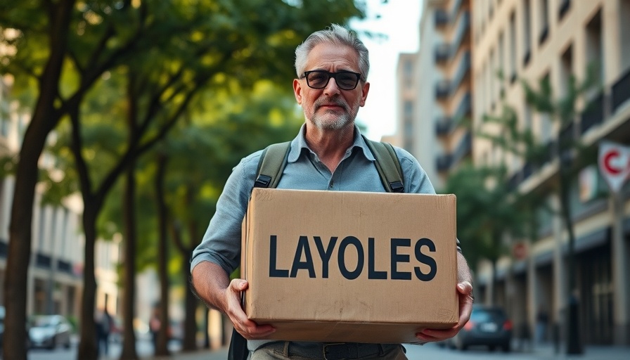 State Department layoffs depiction with man carrying box in Michigan.