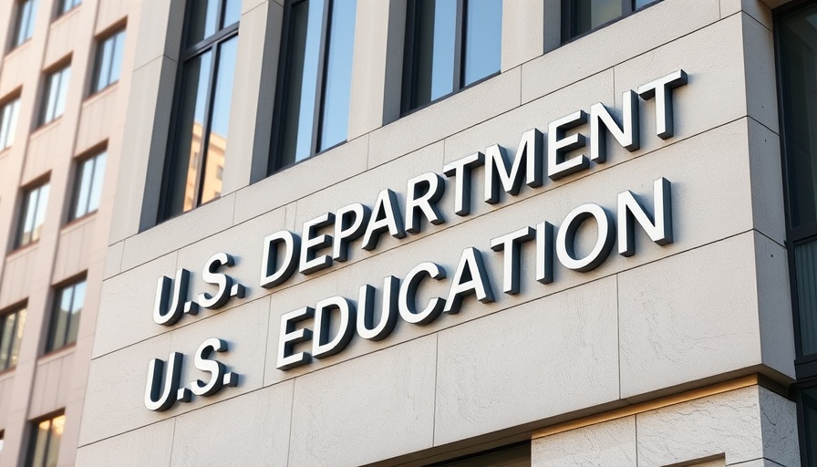 U.S. Department of Education building with education ruling headline from Fox 2 Detroit.