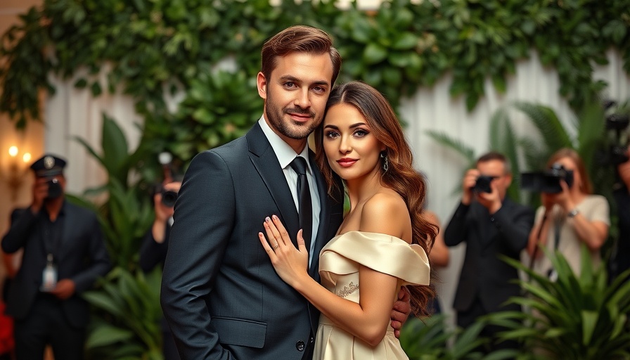 Elegant couple at event with photographers, Hailey Bieber Rhode sale.