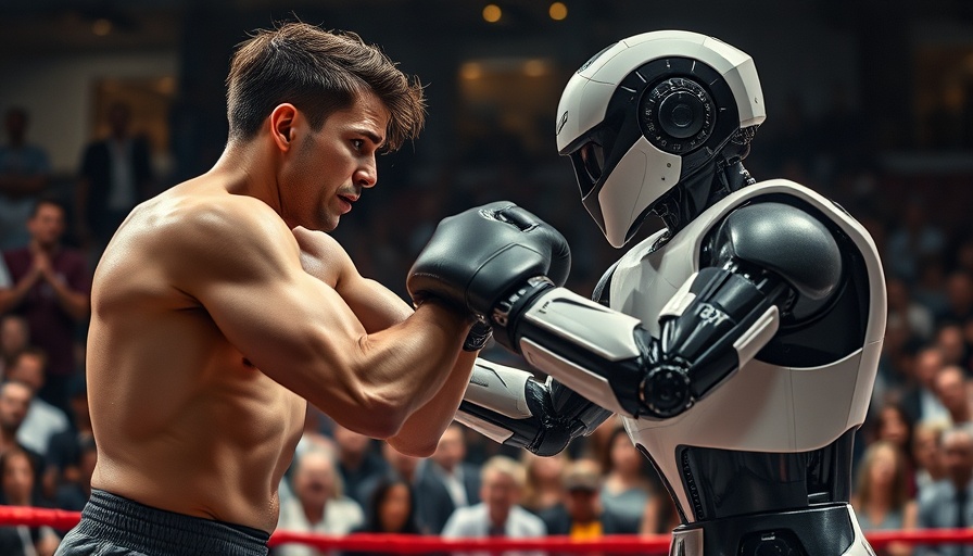 Humanoid robot safety: intense robot-human face-off in arena.
