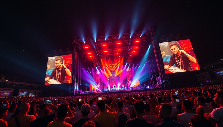 Michigan live music scene with vibrant concert lighting and energetic crowd.