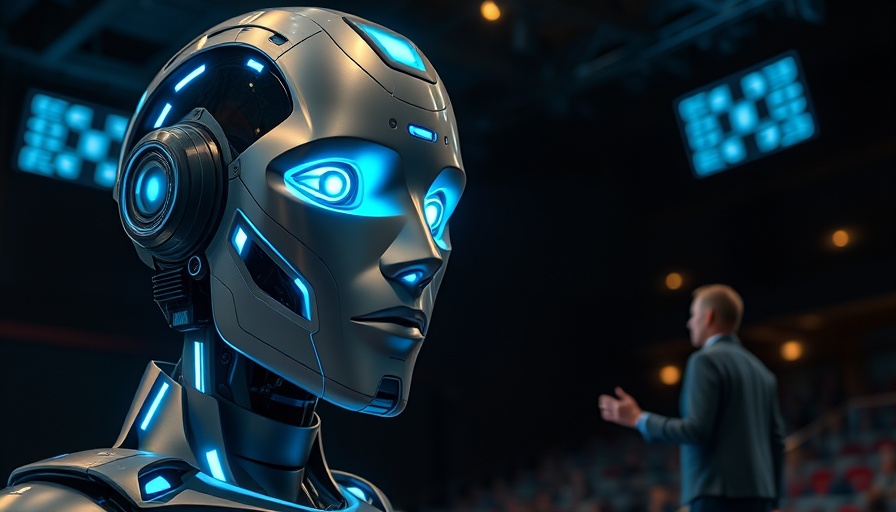 Futuristic robot face highlighted on stage for DeepSeek V3.1 introduction.