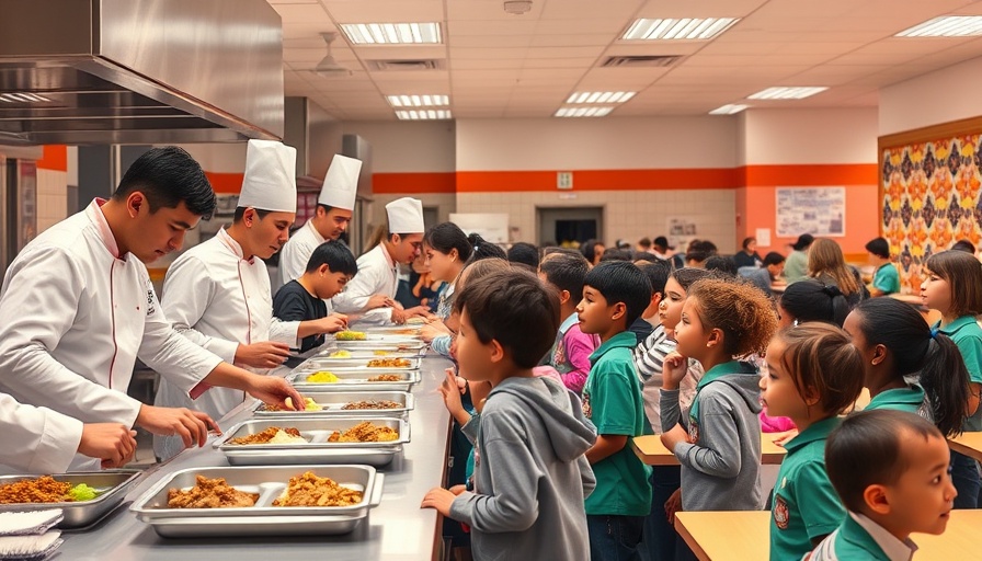 Michigan Free School Lunch Programs: children in cafeteria receiving meals.