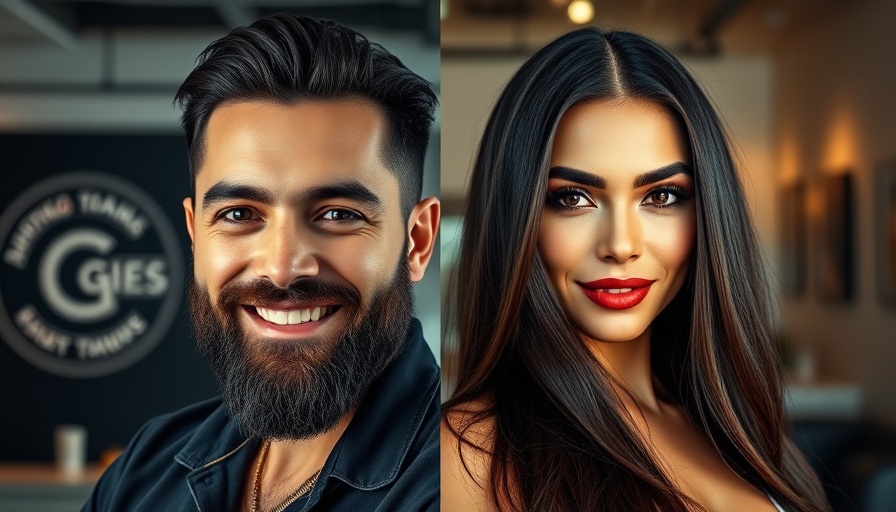 French Montana smiling and glamorous woman in a split-image.