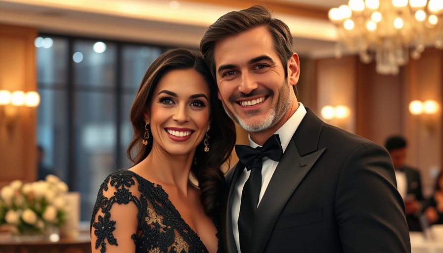Elegant co-parenting couple smiling at formal event