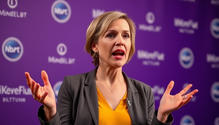 Woman speaking at purple backdrop, Fifth Harmony reunion discussion.