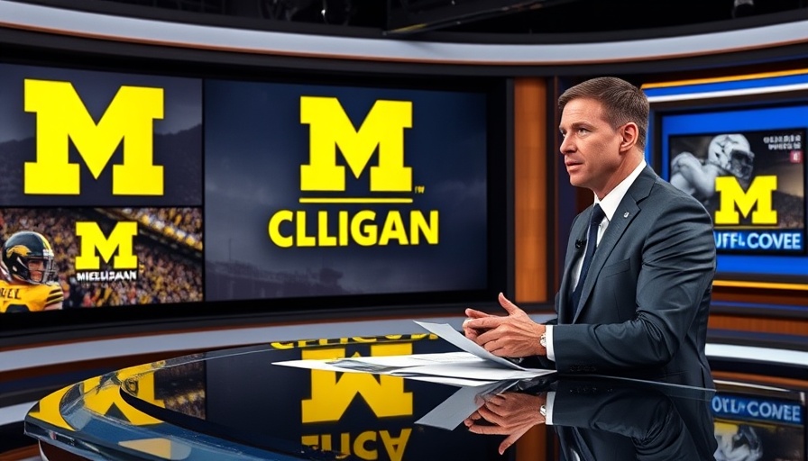 Michigan college football updates on live TV with news anchor.