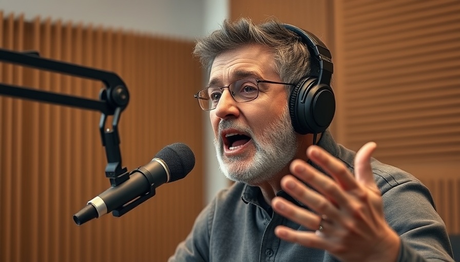 Middle-aged person in podcast studio discussing fasted training and fat burning.