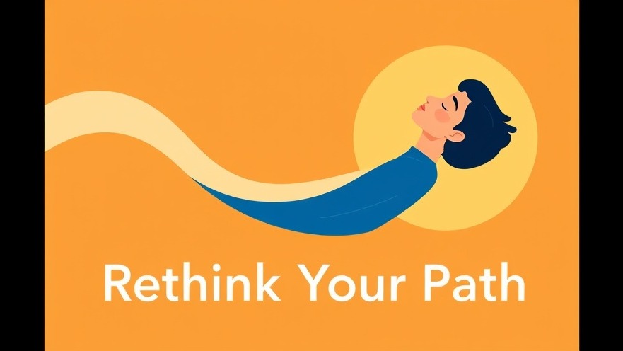Vibrant minimalist illustration of emotional growth through mindful meditation, serene person in blue floating in warm colors.