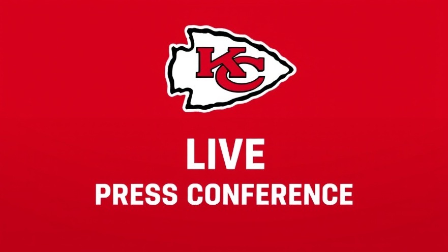 Kansas City Chiefs logo above 'Live Press Conference' text in bold red design.