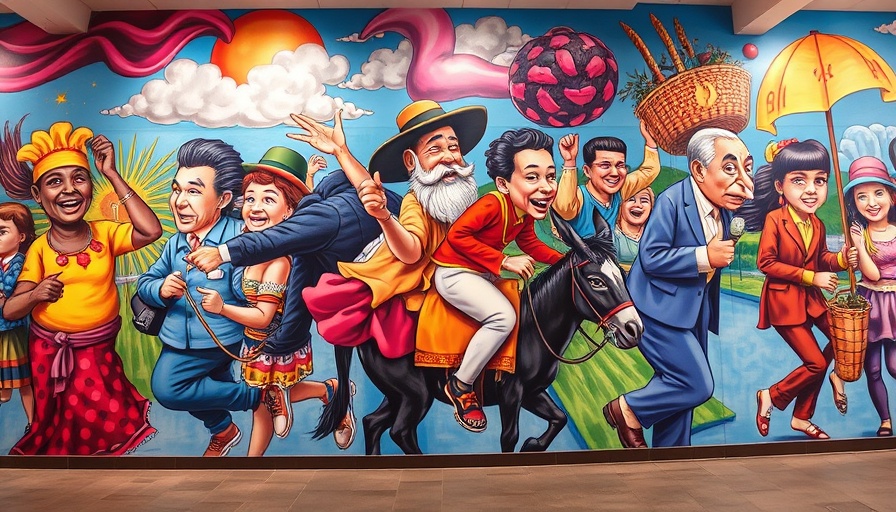 Vibrant mural in Kansas City depicting surreal scene, hidden gem.