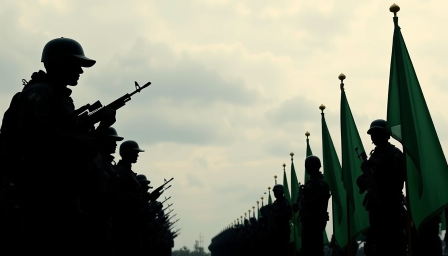 Armed group with green flags representing Hamas ceasefire in Gaza.