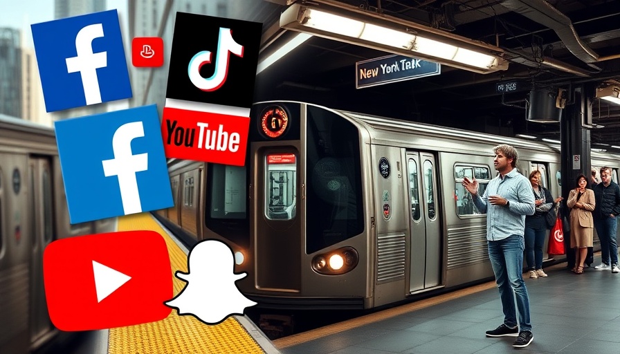 NYC sues social media companies as illustrated by social media icons and subway.