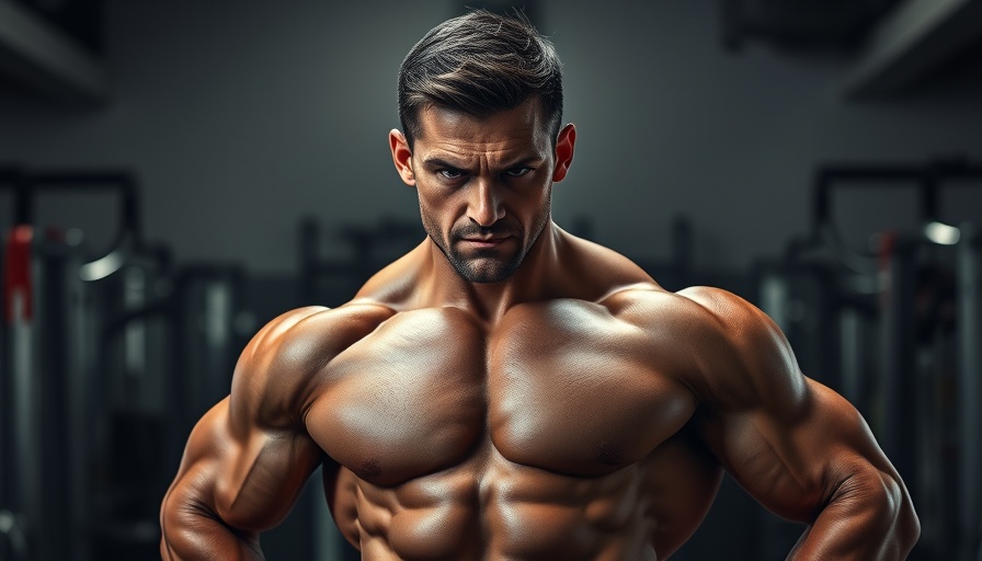 Muscular man in gym showcasing intense workout physique.