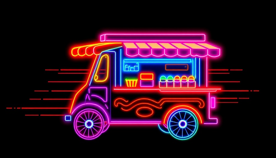 Neon food truck illustration representing Kansas City food truck festivals.