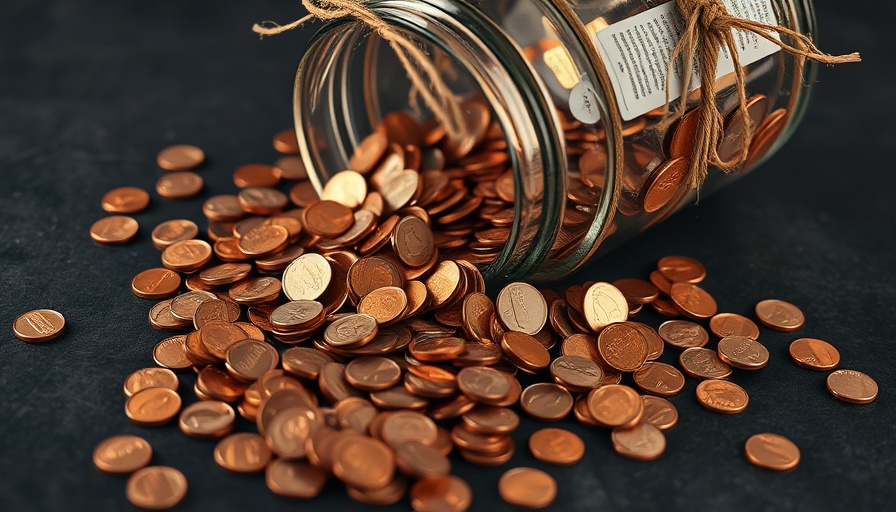 Pennies spilling from a jar, Kansas City bargain hunter concept