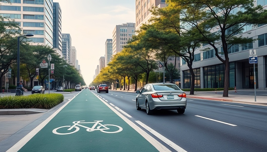 Urban street with bike lane in Kansas City neighborhoods.