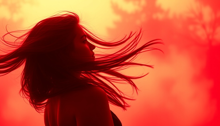 Silhouette of a woman against a red backdrop, artistic vision.