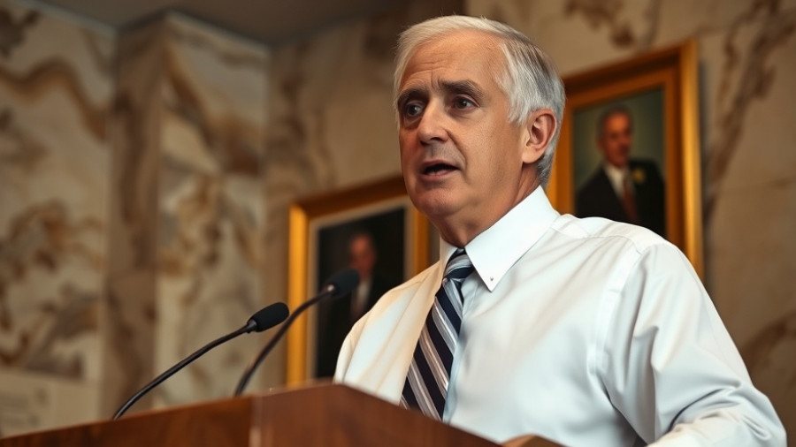 Kansas City neighborhoods: Man speaking at podium with photos in background.
