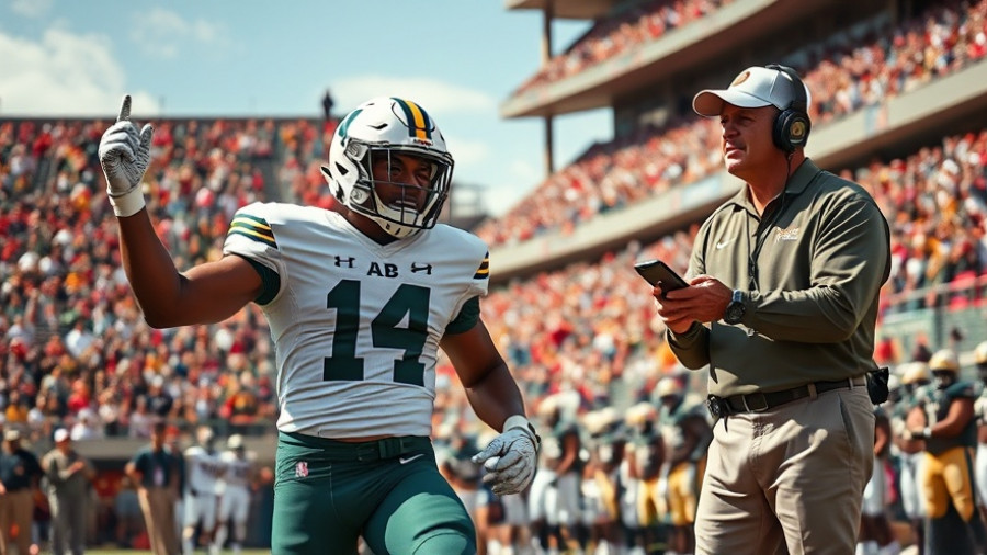 UAB stuns Memphis: Dynamic football action with celebrating player and focused coach.