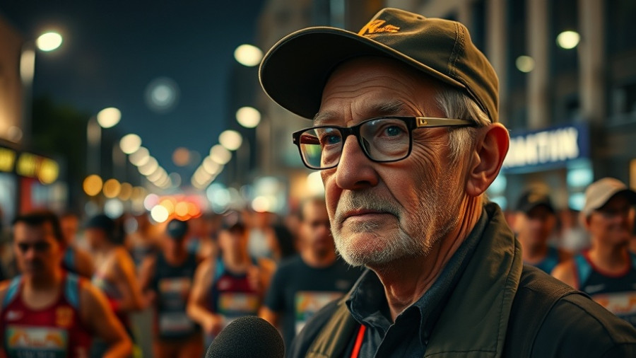 Nighttime marathon interview in Kansas City neighborhood guide.