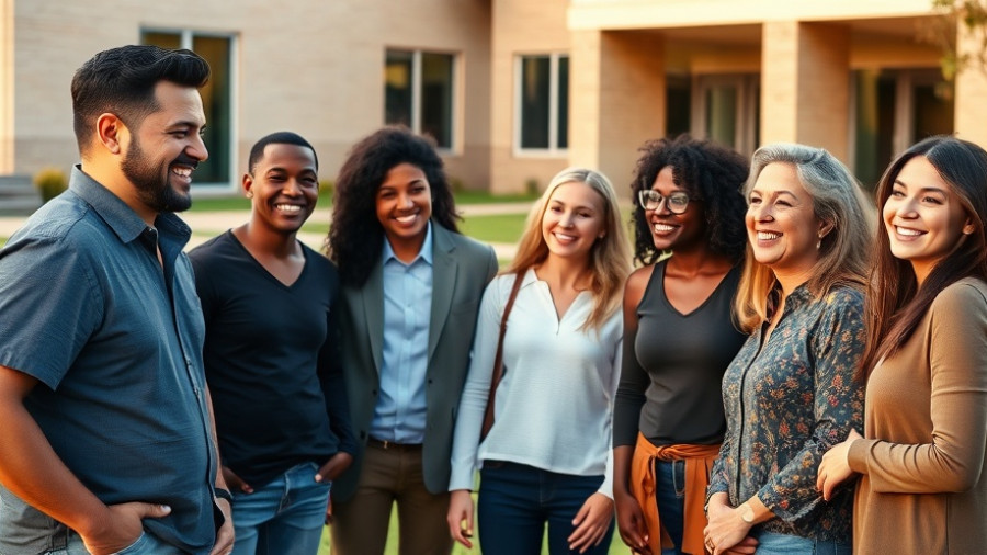 Group meeting in Kansas City neighborhoods, people smiling outdoors.