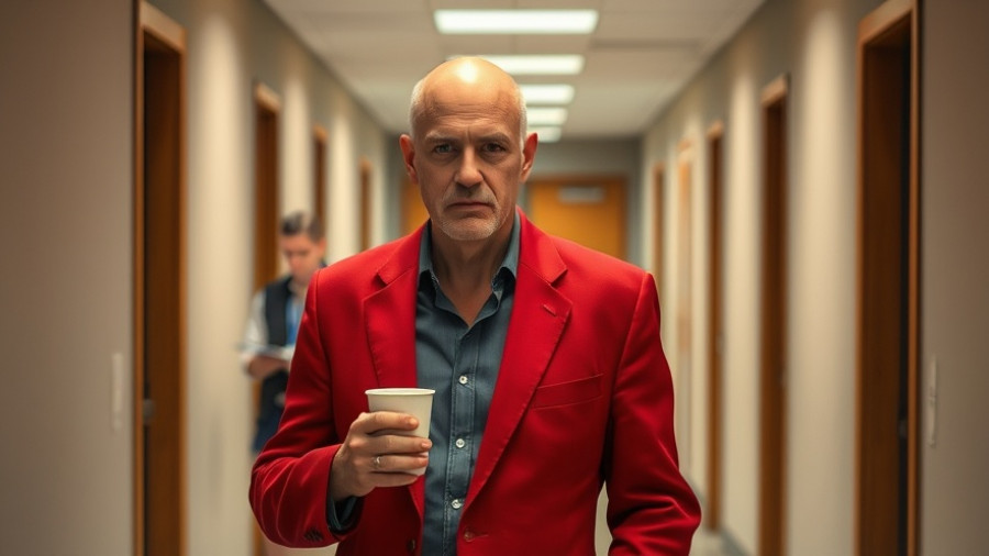 Bald man in red blazer walking in hallway, Missouri stadium subsidy controversy.
