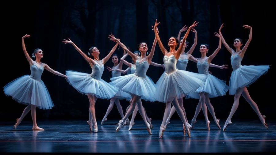 Kansas City Ballet performers in Swan Lake on stage.