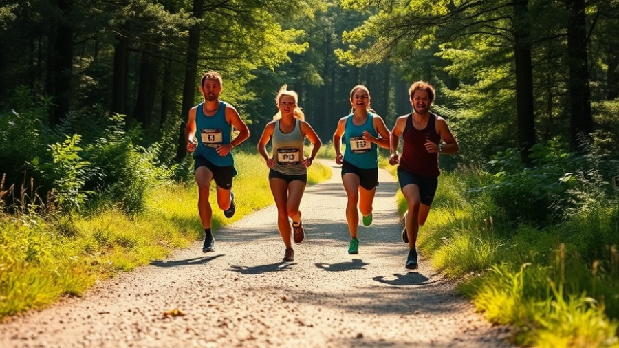 Trail runners in Kansas City on a forest path.