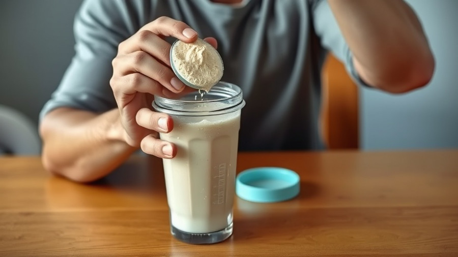 Man handling protein powder over shaker, discussing health risks.