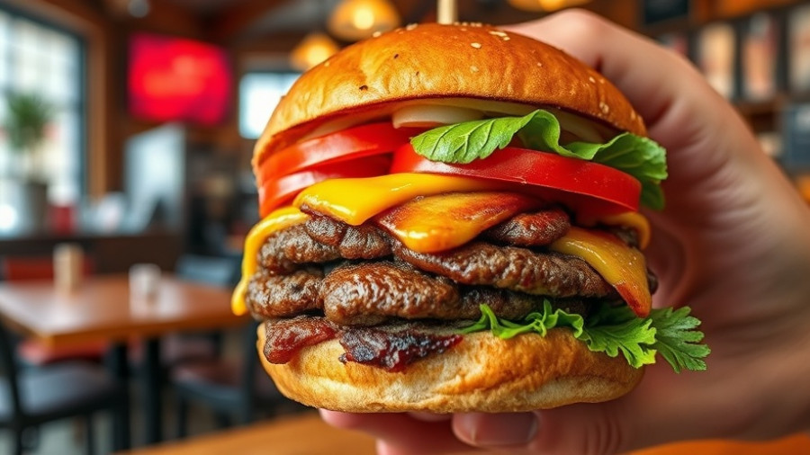 Juicy cheeseburger in Kansas City restaurant, photorealistic detail.