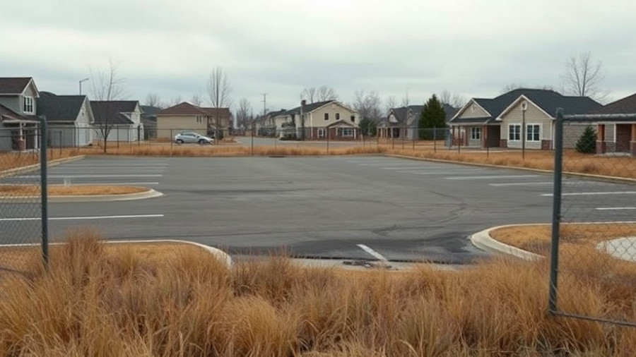 Deserted area in Kansas City neighborhoods with chain-link fence and houses.