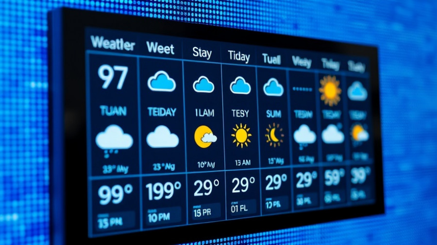 9-day weather forecast display screen for Kansas City neighborhoods.
